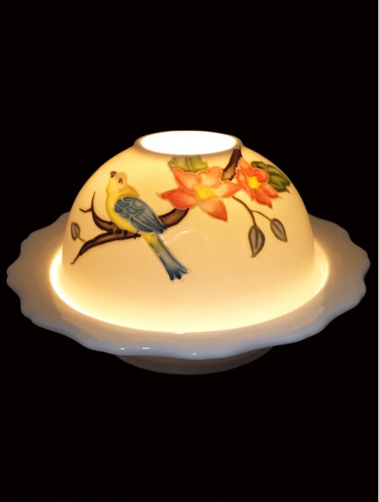 Hand Painted Porcelain Flower Dome Light with LED base